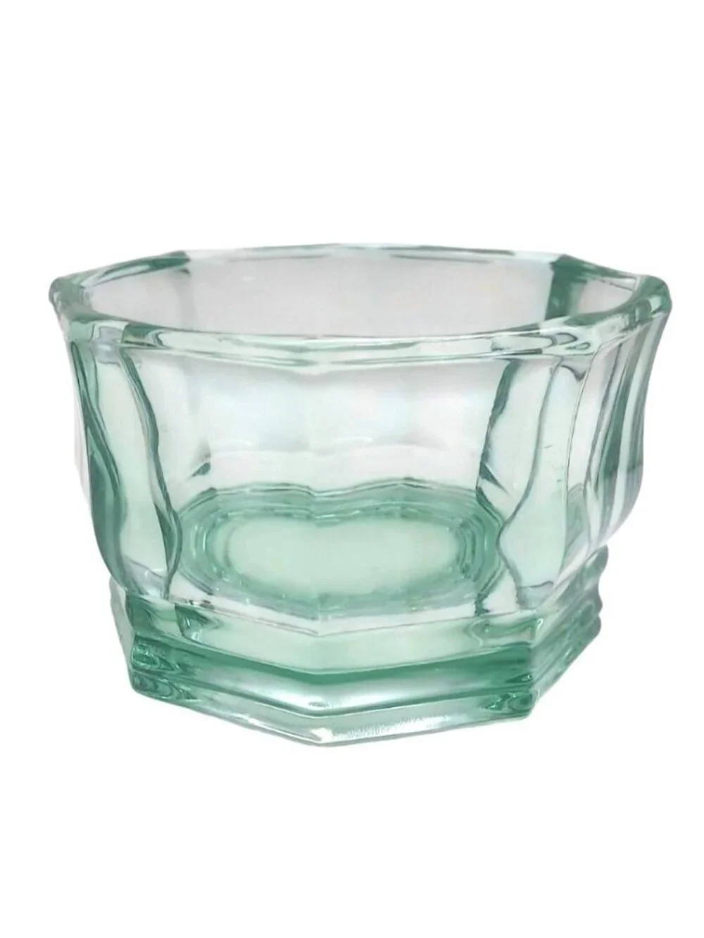Indiana Glass Candy Dish Light Green Octagonal Concord MCM Art Deco Vintage